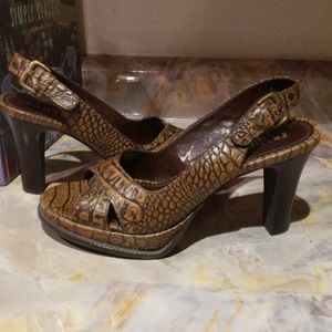 Franco Sarto Leather top 4" Heel Slingback